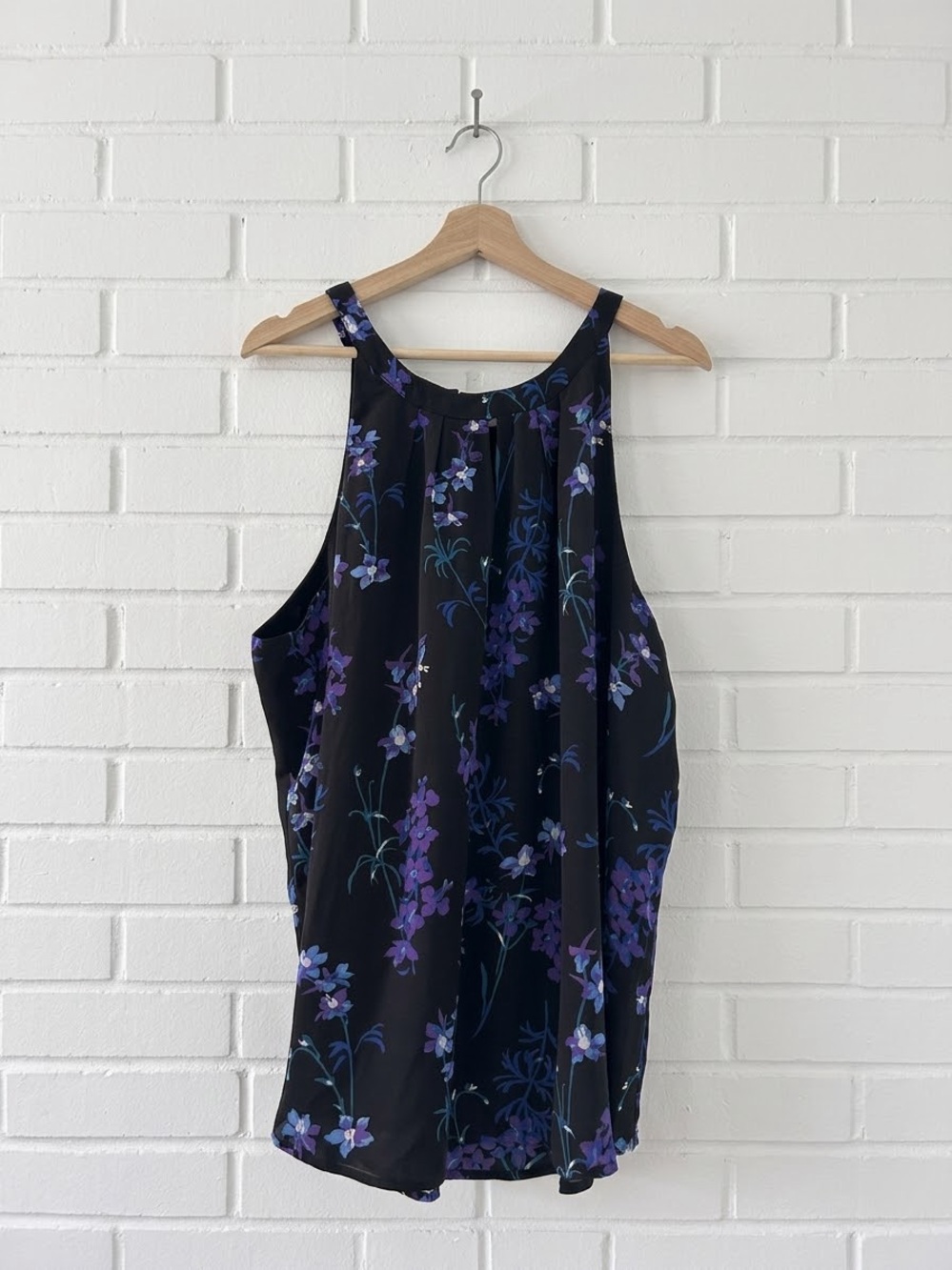 Ricki's XXL Black Purple Floral High Neck Keyhole Shell Tank Top Blouse